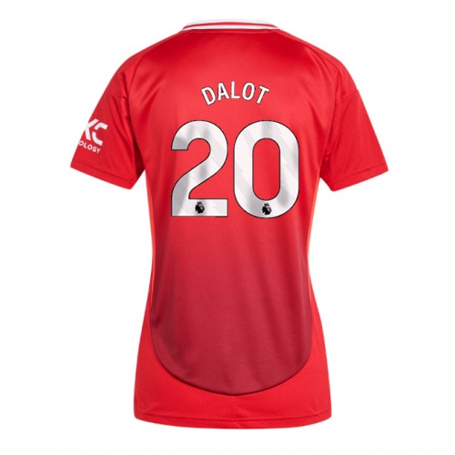 Fotballdrakt Dame Manchester United Diogo Dalot #20 Hjemmedrakt 2024-25 Kortermet